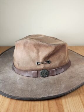 OUTBACK LEATHER Cowboy Hat Men's Large 7 1/4 Brown Leather Western Australia